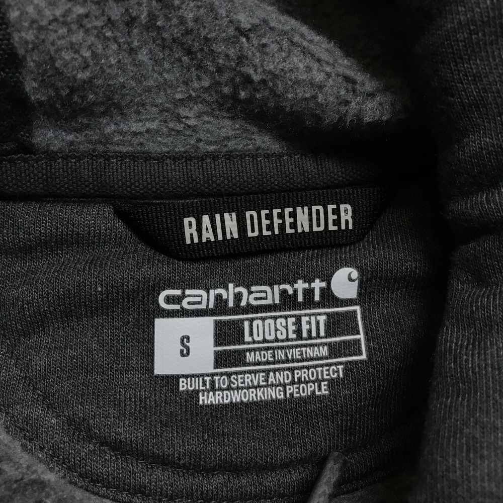 Carhartt Hoodie Sweatshirt Mens Size S Gray Rain Defender Loose Fit Logo Graphic - Picture 4 of 10